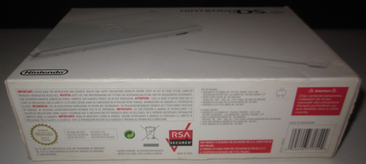 NINTENDO DS LITE WHITE-BOXED-COMPLETE WITH EVERYTHING-RARE COLLECTIBLE