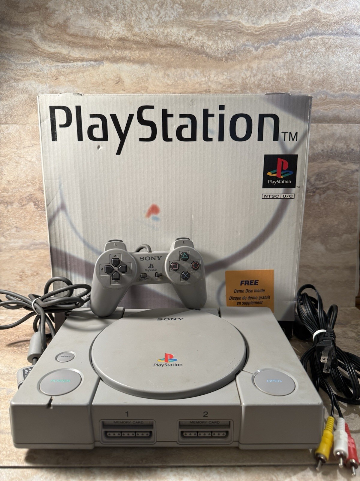 Sony PlayStation One PS1 Video Game Console Gray Box Demo Foam Memory Card