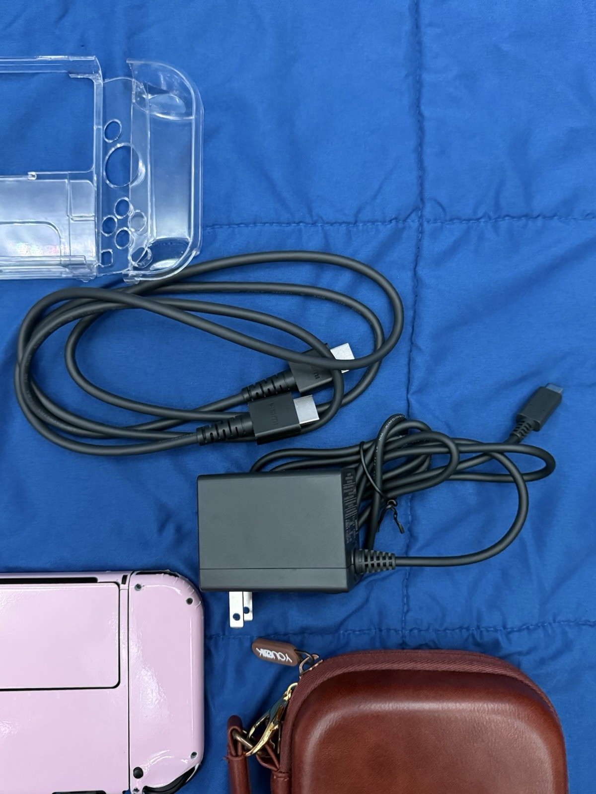 Nintendo Switch OLED Bundle – Pink Vinyl Skin, 3 Physical Games Accessories