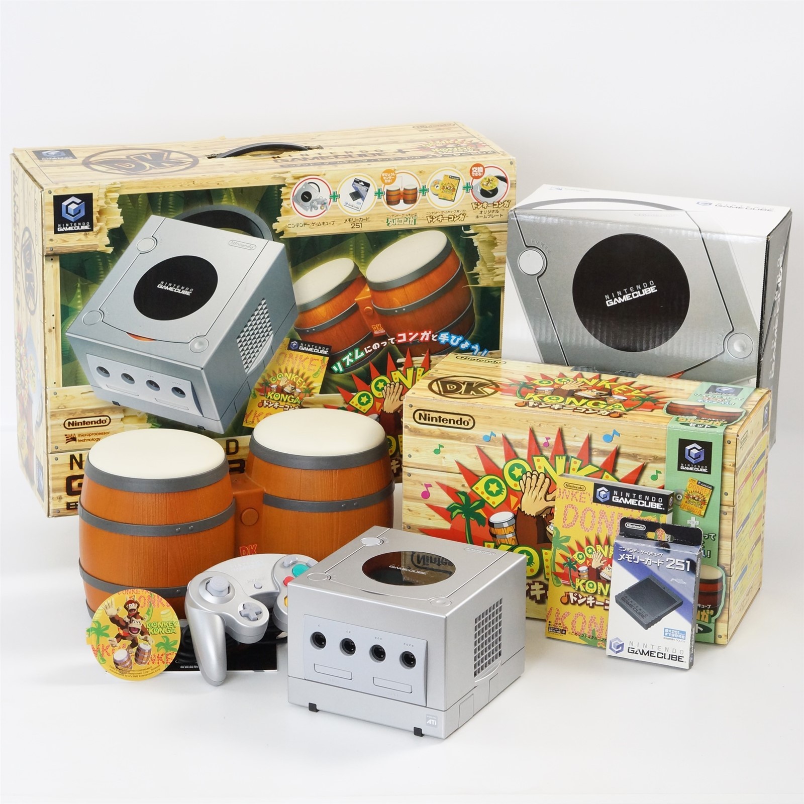 GameCube Silver Console + Donkey Konga Starter Boxed Tested System DNH10341950