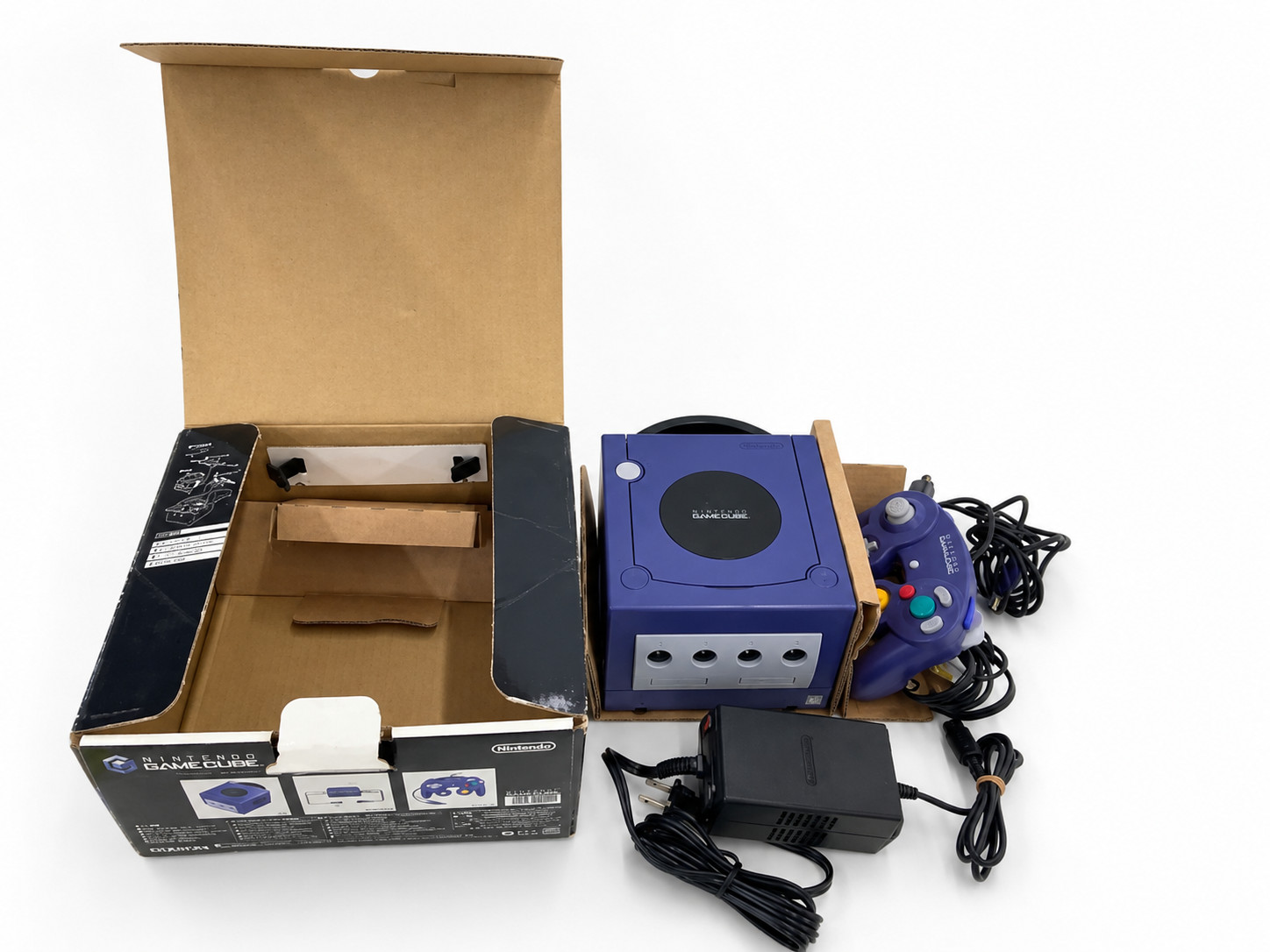 Nintendo GameCube Indigo Purple Console Box Controller AC Adapter Japan DOL-001