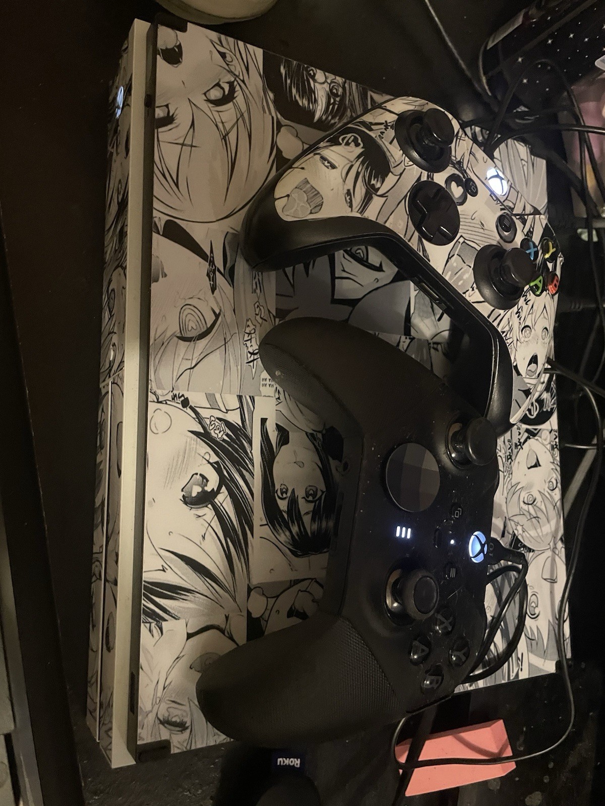 Microsoft Xbox One S Console with Custom Anime Skin, Two Controllers, 1tb