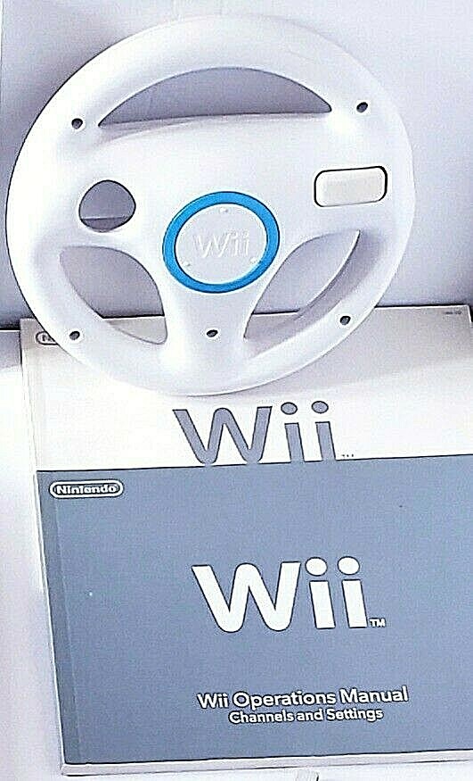 Nintendo Wii Console With 3 Controllers Wheel Wii Fit Sports Kart Racer Manuals