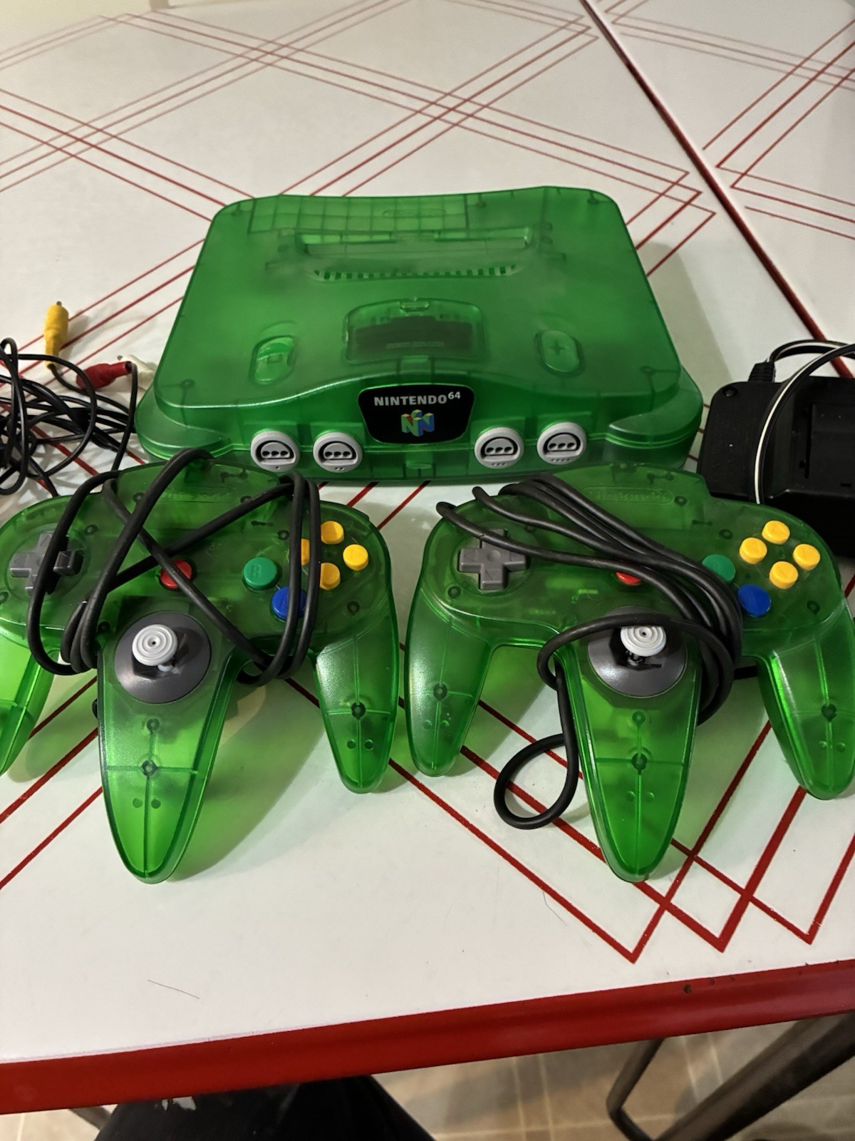 Nintendo 64 N64 Funtastic Jungle Green Console Bundle System Clean And Tested