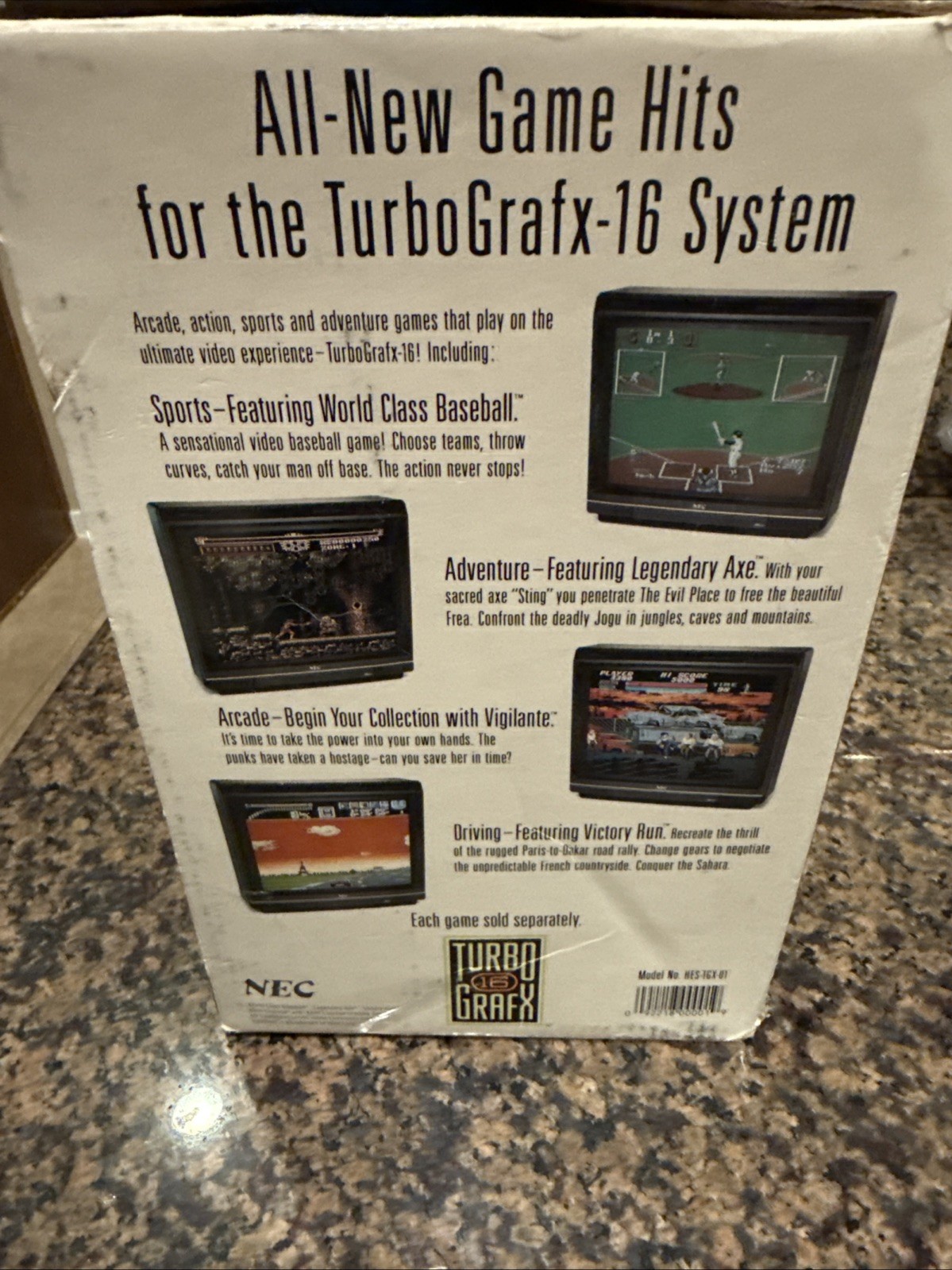 TurboGrafx-16 Console – In Original Box – Powers Up – See Description – Vintage