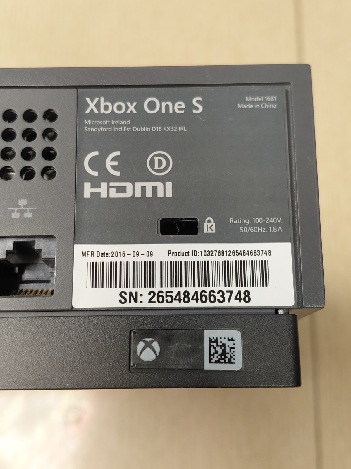 Xbox One S Blue Console – 1 Controller, HDMI & Power Cables – Tested & Working