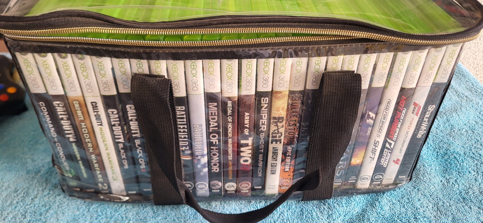 29 Xbox 360 Games w Case 2 Controllers and Cables