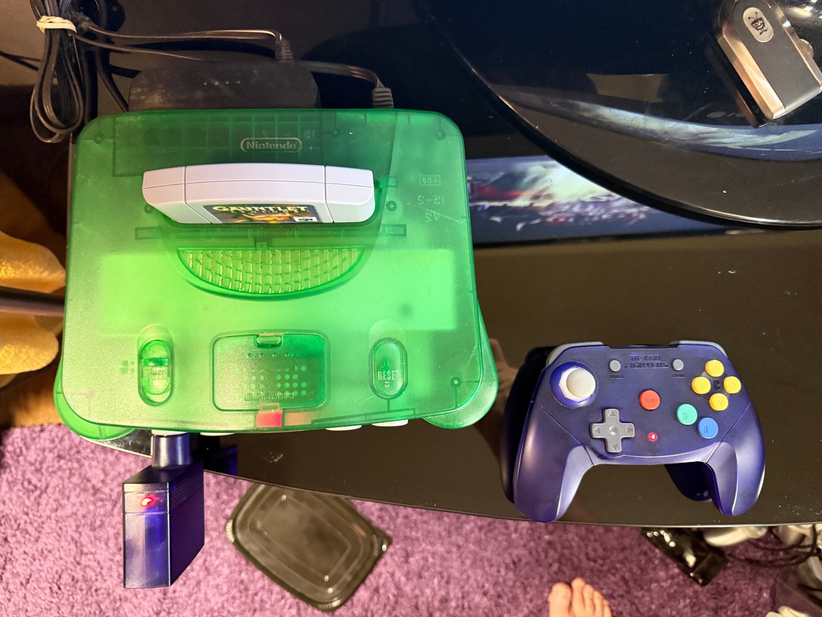 Authentic N64 Nintendo 64 Console BUNDLE Jungle Green Expansion Pack 4 Games +!!
