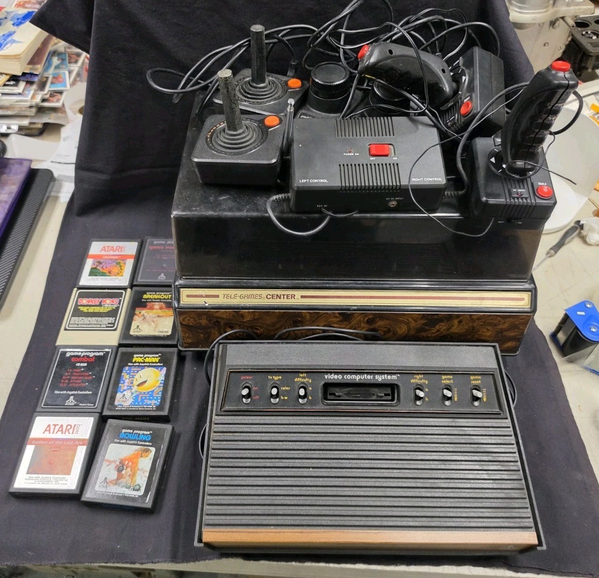 Atari CX-2600 Console with Accessories and Games Untested !! Huge Lot