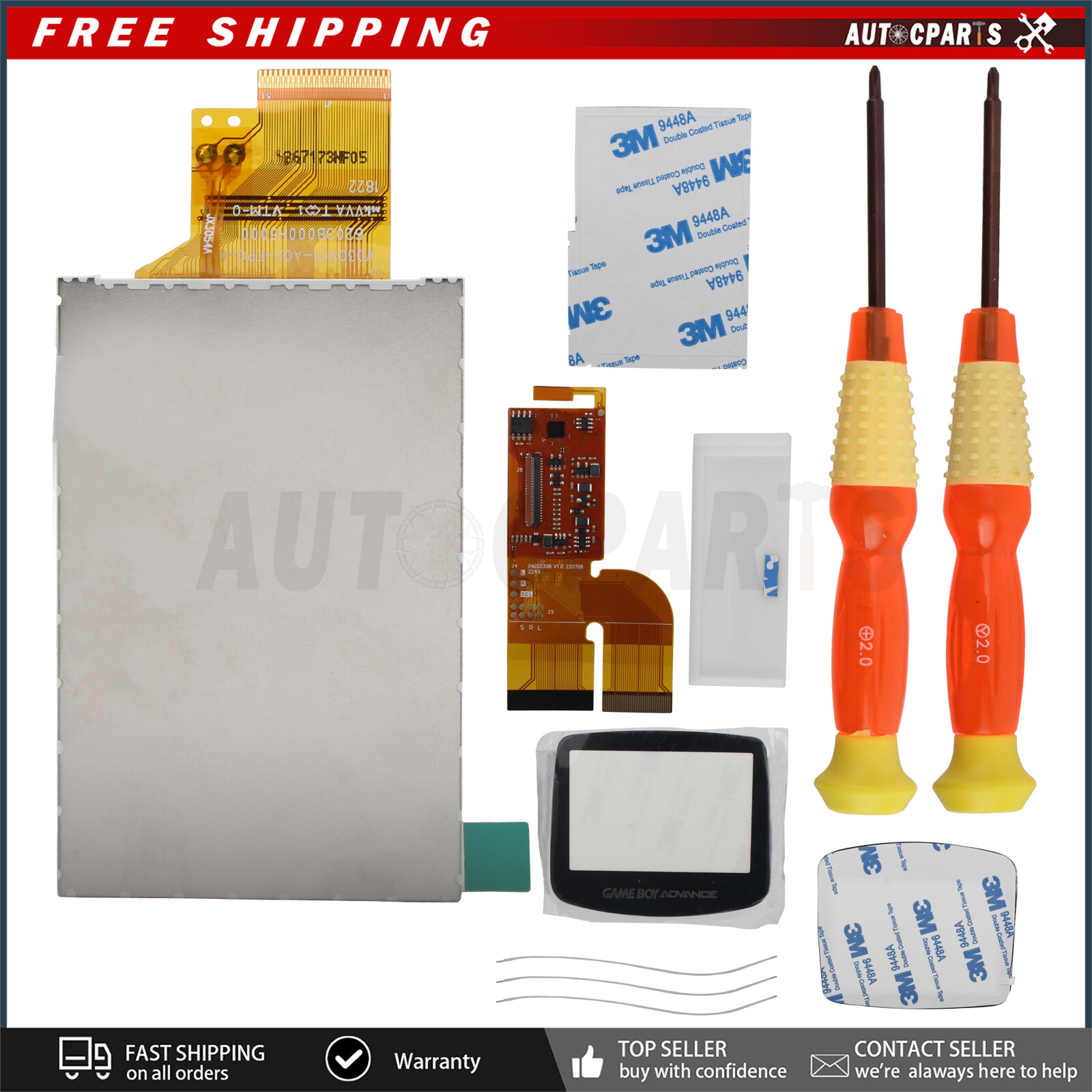 Screen Backlit Kit for Game Boy Advance Nintendo GBA IPS V2 MOD LCD kit New